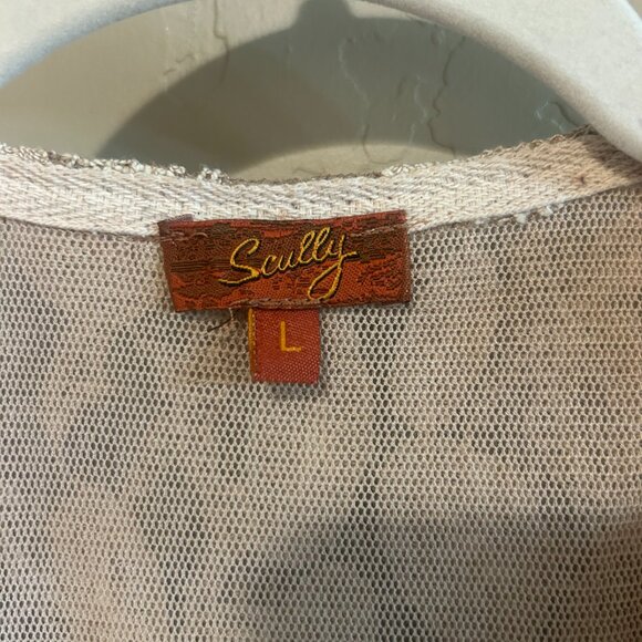 Scully silk and lace Women's Tunic Top Boho Western Chic Taupe Large - Picture 9 of 12